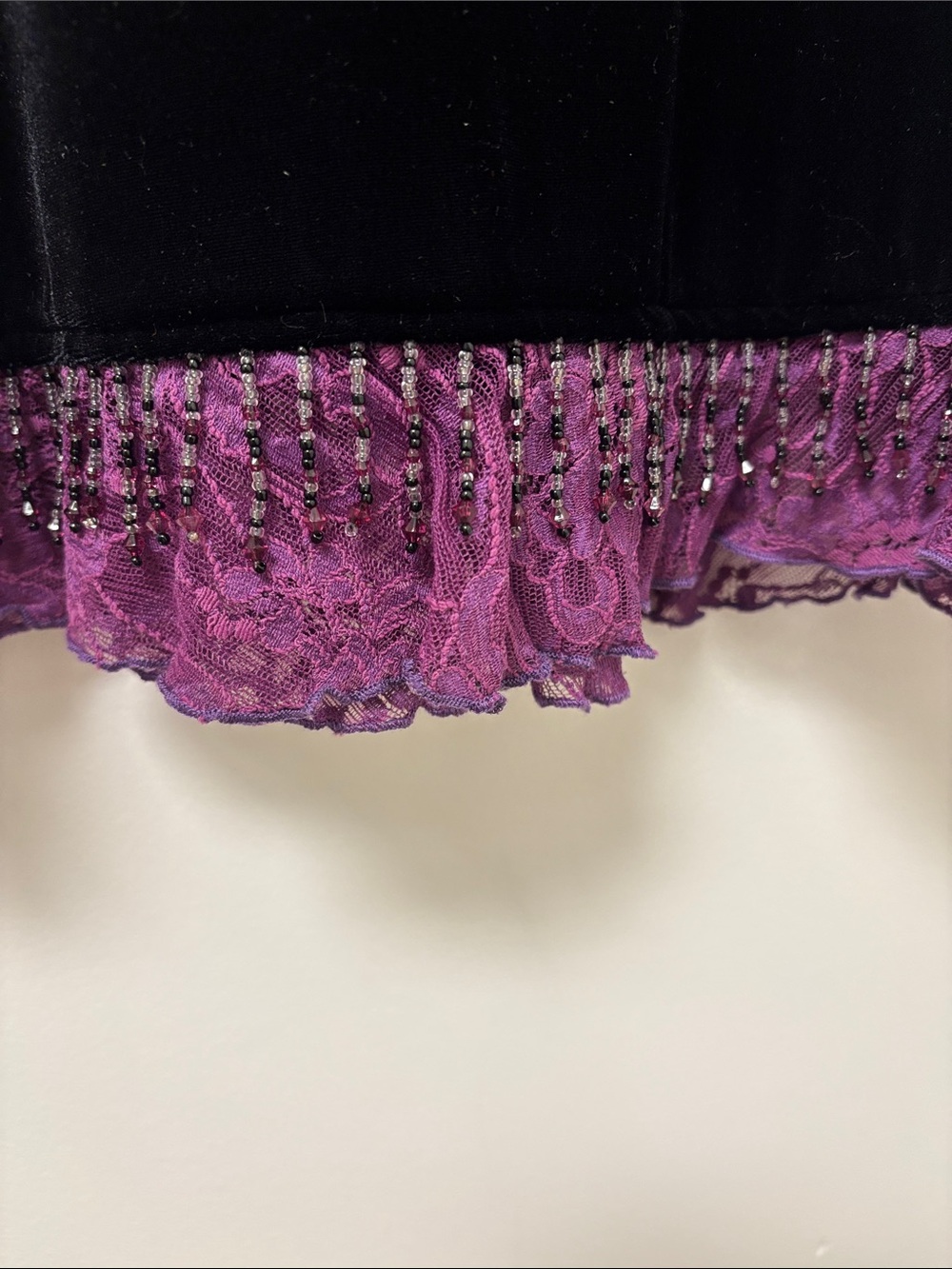 Betsey Johnson Black Slip Dress with Pink & Purple Lace Accent - Picture 16 of 16